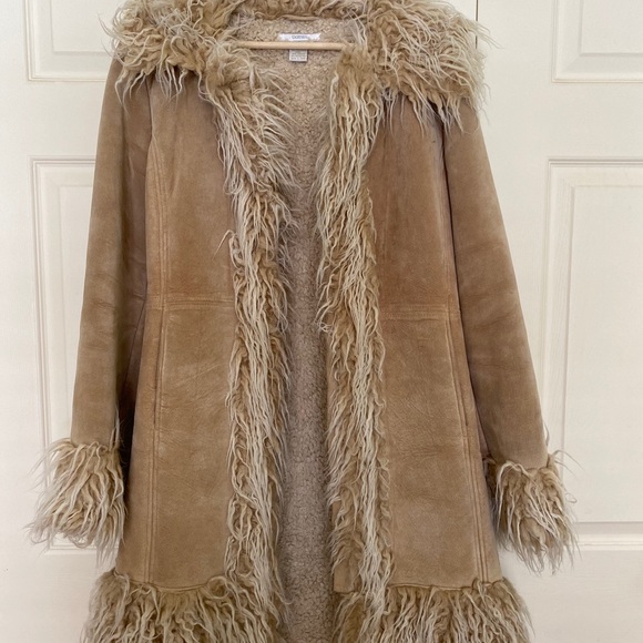 100% suede beige winter coat 🔒 - Picture 1 of 7